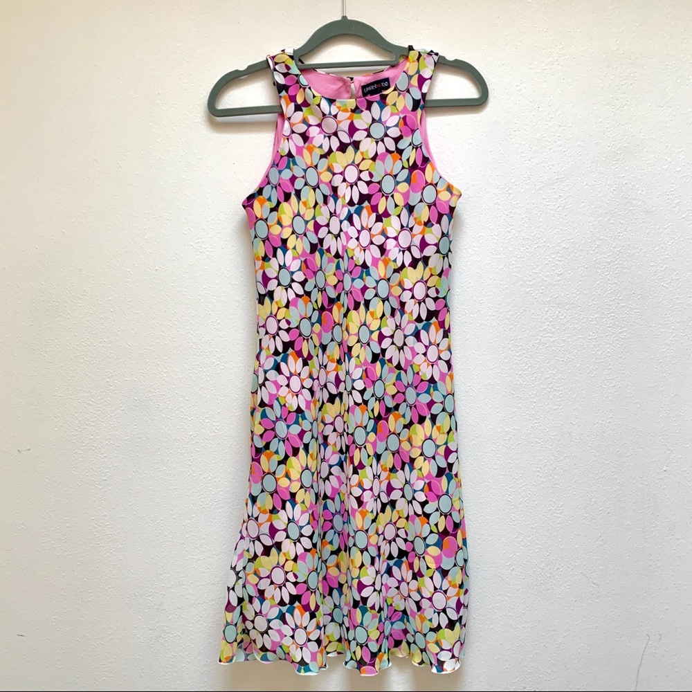 Vintage Limited Too Y2K Floral Rainbow Disco Mini Dress 90s Style 14